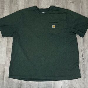 Men’s Carhartt 4XL Green Tee with Pocket Loose Fit Work Shirt